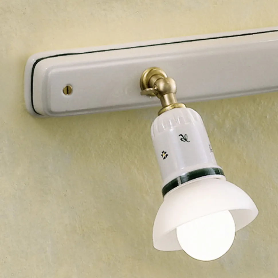 Lampada a Parete 2 o 3 Faretti Ottone e Ceramica Dipinta a Mano - Savona