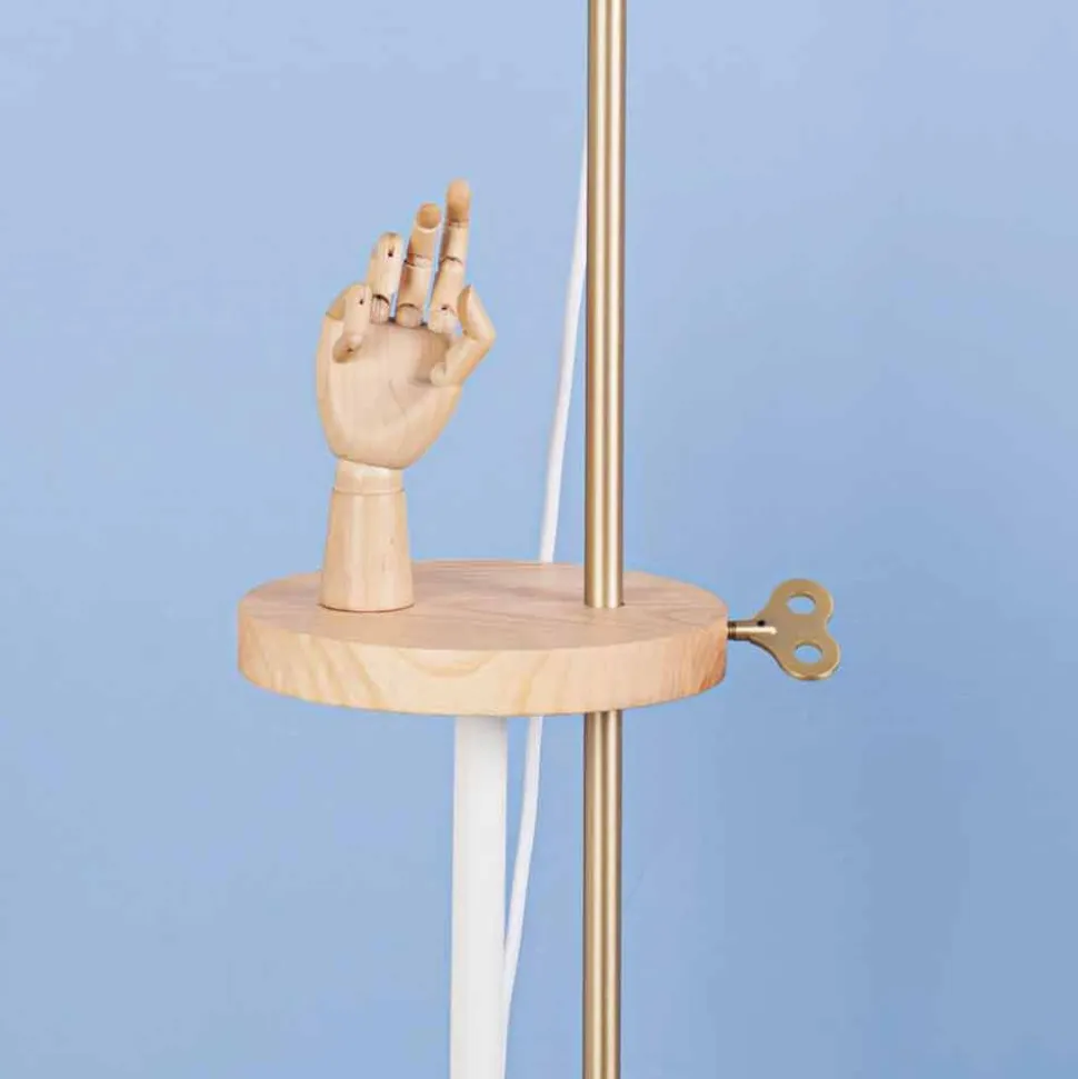 Lampada a Piantana Design in Acciaio, Frassino e Ottone Made in Italy - Pitulla