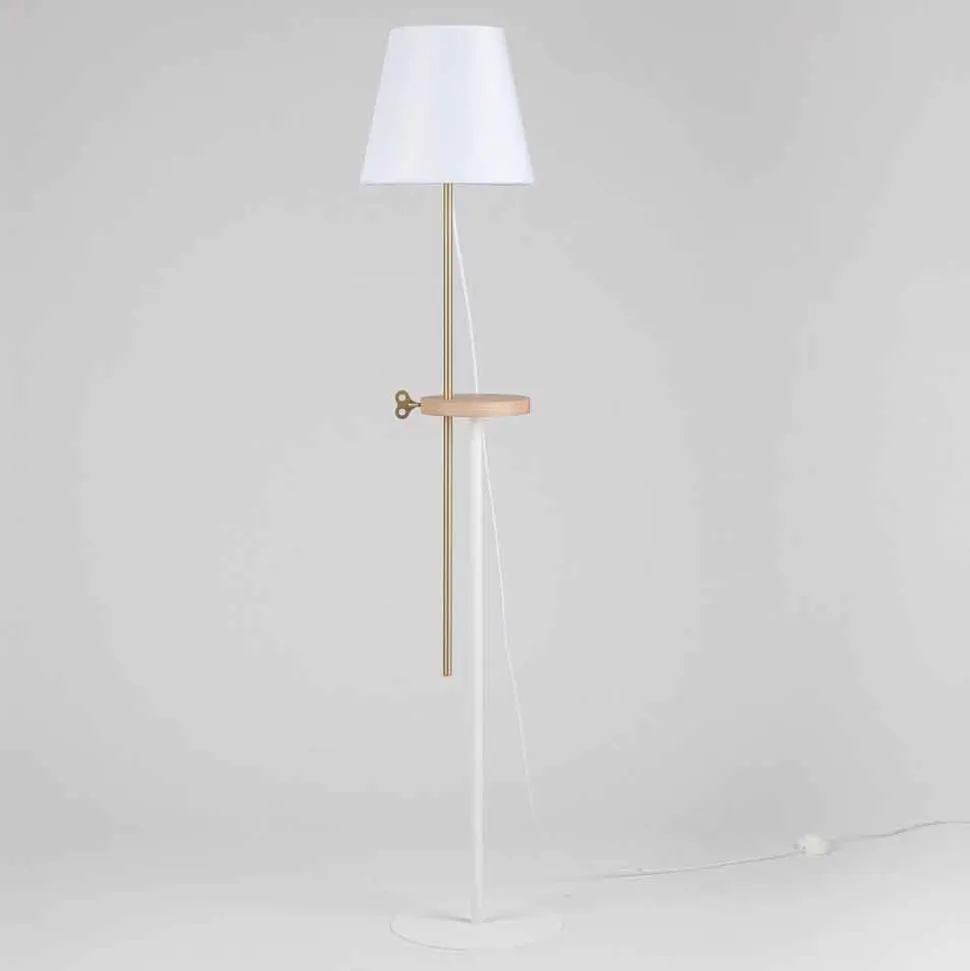 Lampada a Piantana Design in Acciaio, Frassino e Ottone Made in Italy - Pitulla