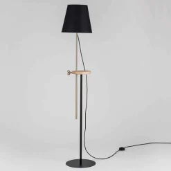 Lampada a Piantana Design in Acciaio, Frassino e Ottone Made in Italy - Pitulla
