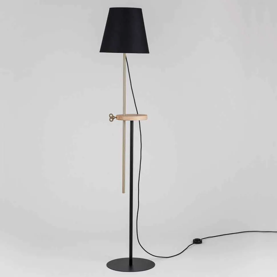 Lampada a Piantana Design in Acciaio, Frassino e Ottone Made in Italy - Pitulla