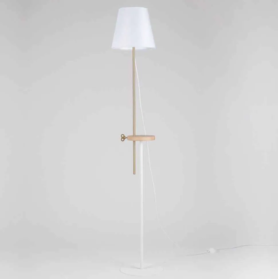 Lampada a Piantana Design in Acciaio, Frassino e Ottone Made in Italy - Pitulla
