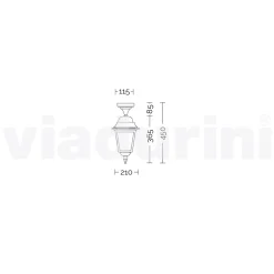 Lampada a soffitto da giardino in alluminio fatta in Italia, Aquilina