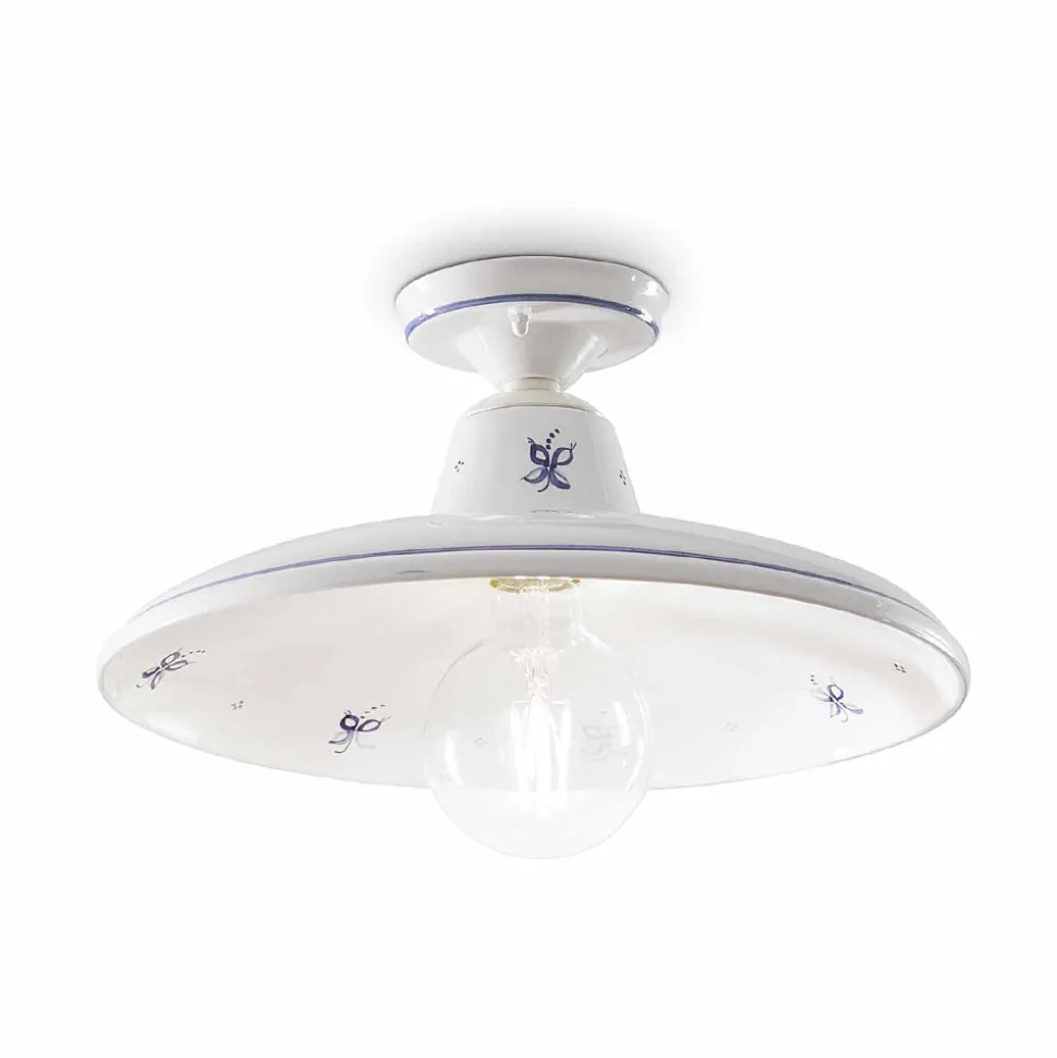 Lampada a Soffitto in Ceramica e Decori Dipinti a Mano Vintage - Como