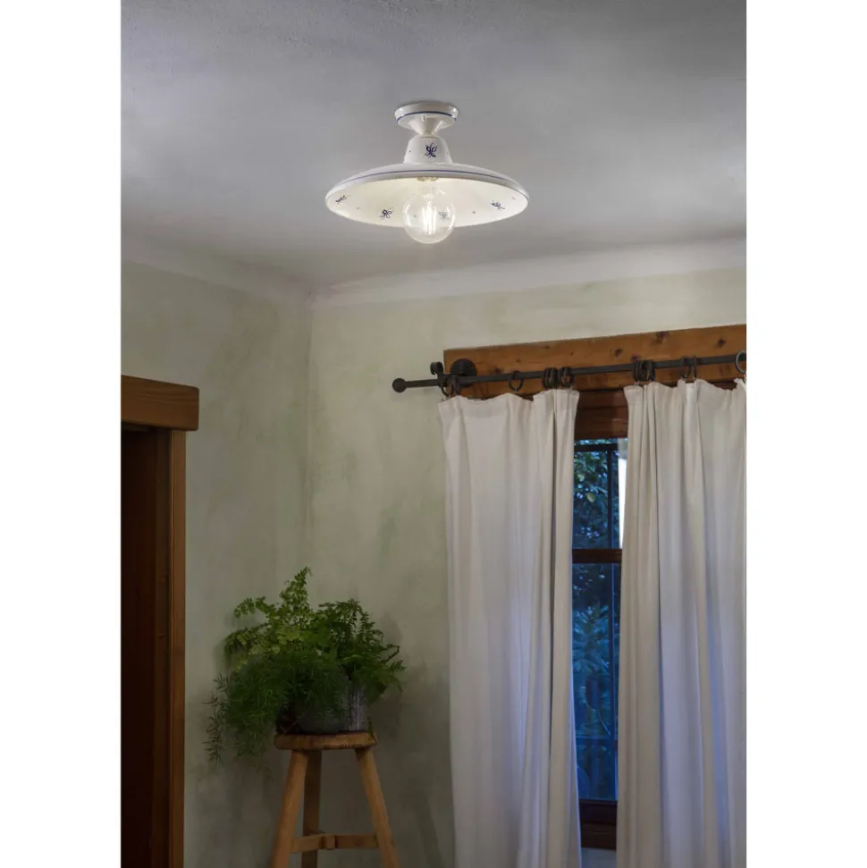 Lampada a Soffitto in Ceramica e Decori Dipinti a Mano Vintage - Como