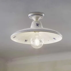 Lampada a Soffitto in Ceramica e Decori Dipinti a Mano Vintage - Como