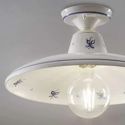 Lampada a Soffitto in Ceramica e Decori Dipinti a Mano Vintage - Como