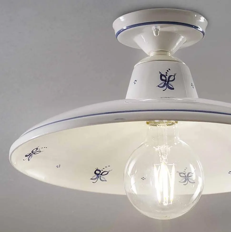 Lampada a Soffitto in Ceramica e Decori Dipinti a Mano Vintage - Como