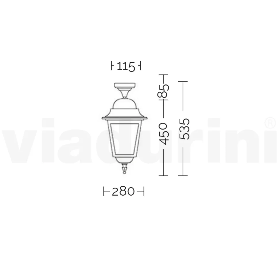 Lampada a Soffitto per Esterno in Alluminio e Vetro Sabbiato - Alchimista