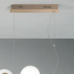 Lampada a Sospensione a 5 Luci in Metallo e Vetro Soffiato Moderna - Birga
