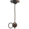 Lampada a Sospensione Artigianale Industriale in Ferro e Ceramica - Vintage