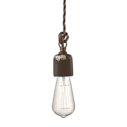 Lampada a Sospensione Artigianale Industriale in Ferro e Ceramica - Vintage
