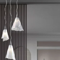 Lampada a Sospensione Artigianale in Vetro Veneziano Soffiato - Chrystal