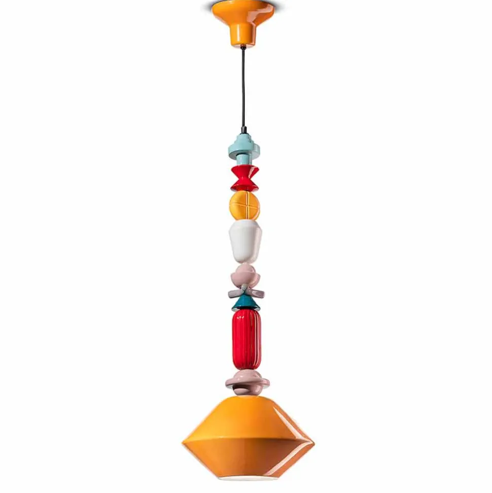 Lampada a Sospensione Ceramica Verde o Giallo Made in Italy – Ferroluce Lariat