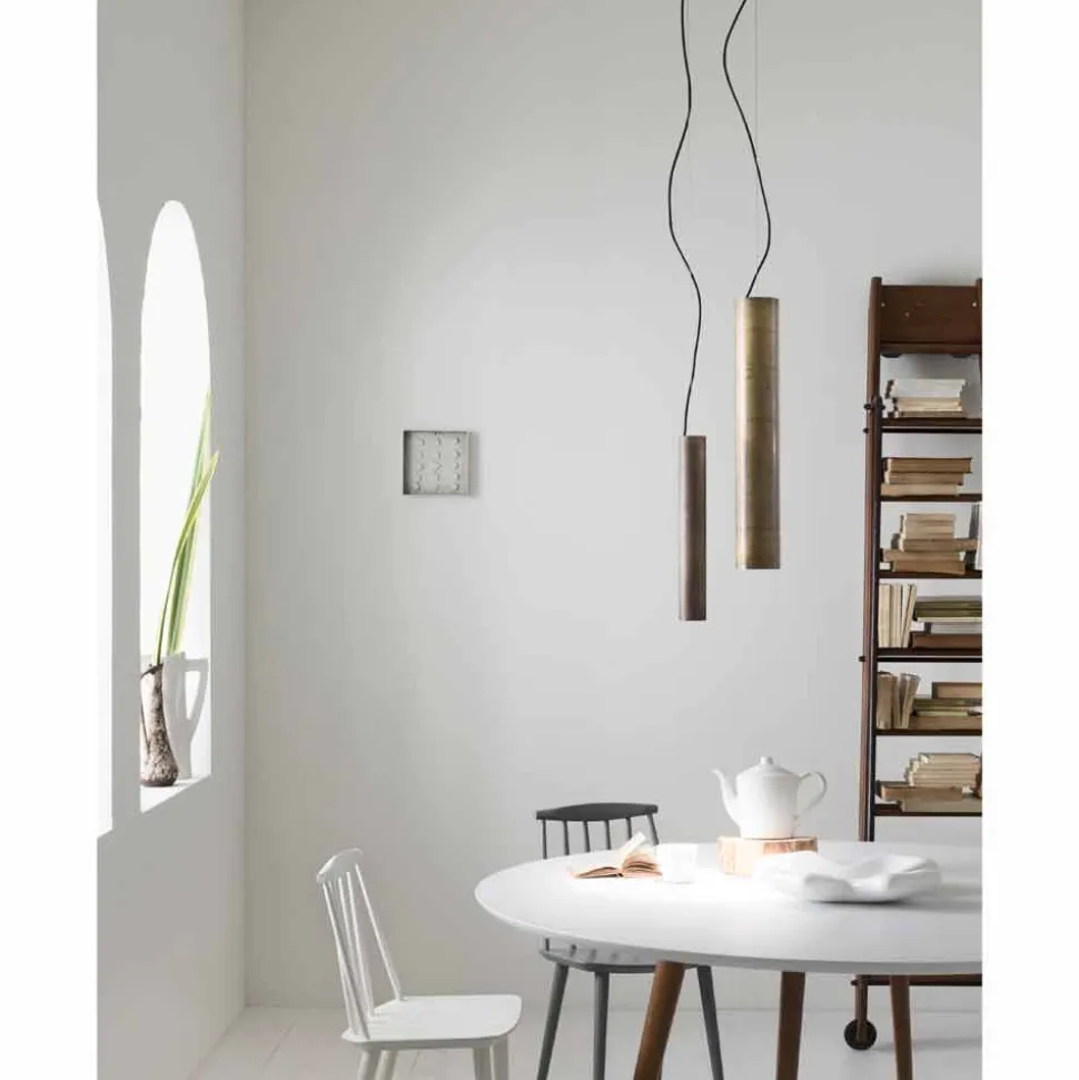 Lampada a sospensione cilindrica Ø4 Girasoli Il Fanale, made in Italy