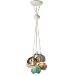 Lampada a Sospensione con 6 Elementi in Ceramica e Vetro Made in Italy - Afoxe