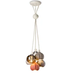 Lampada a Sospensione con 6 Elementi in Ceramica e Vetro Made in Italy - Afoxe