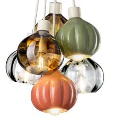 Lampada a Sospensione con 6 Elementi in Ceramica e Vetro Made in Italy - Afoxe