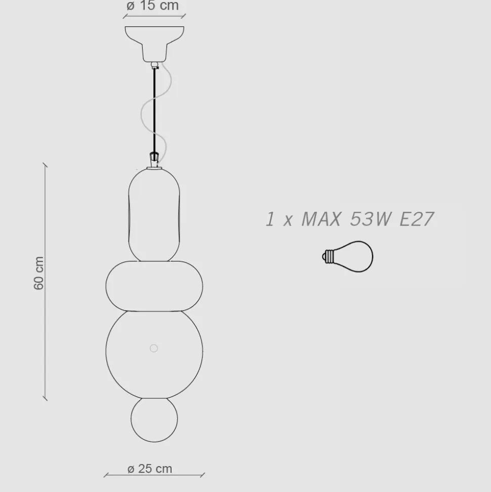 Lampada a Sospensione con 3 Elementi di Diverse Forme Made in Italy - Bumbum