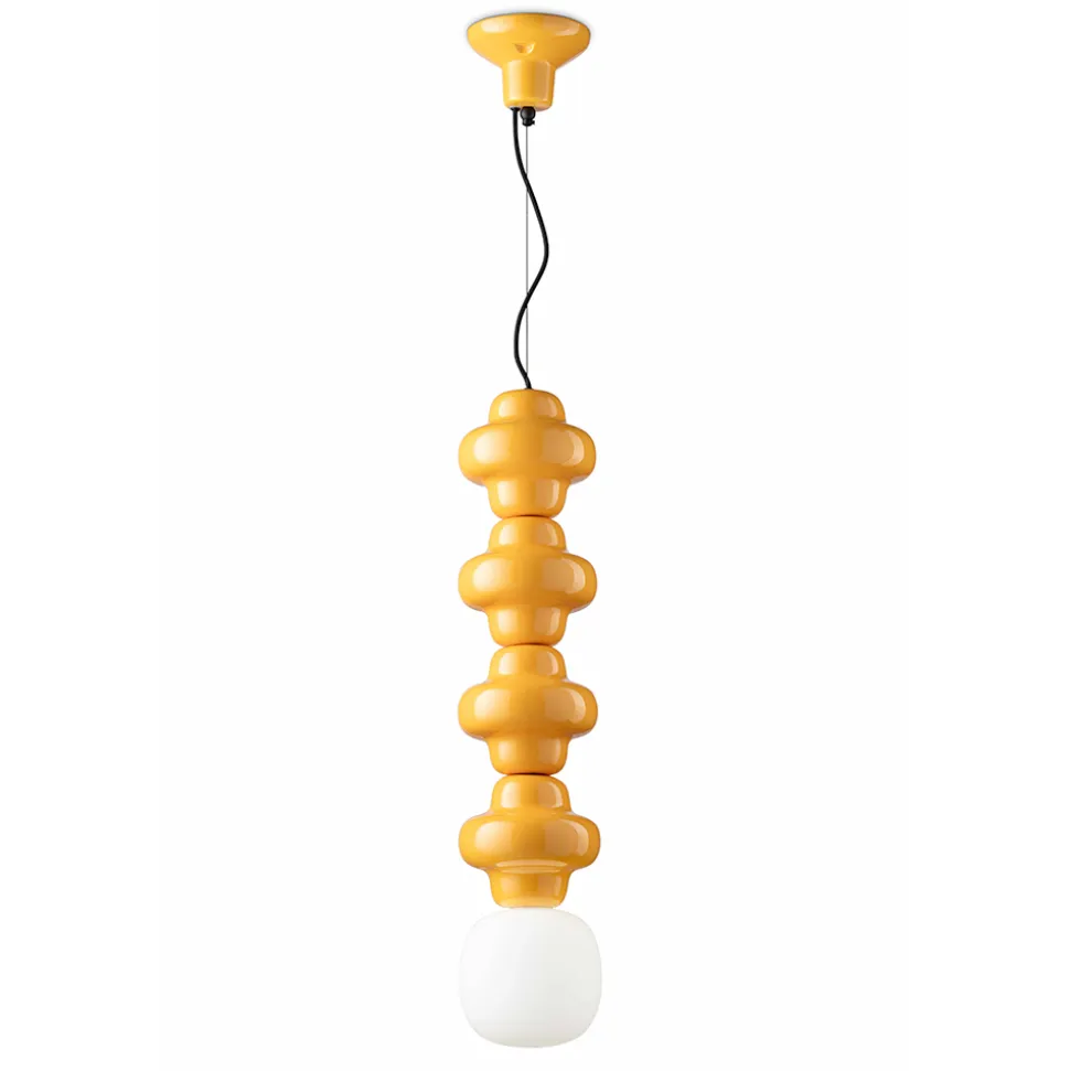 Lampada a Sospensione con 4 Elementi in Ceramica e Vetro Made in Italy - Copacabana