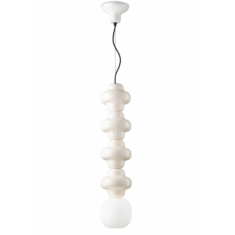 Lampada a Sospensione con 4 Elementi in Ceramica e Vetro Made in Italy - Copacabana