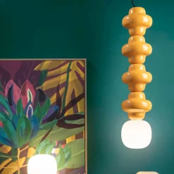 Lampada a Sospensione con 4 Elementi in Ceramica e Vetro Made in Italy - Copacabana