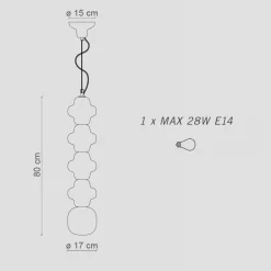Lampada a Sospensione con 4 Elementi in Ceramica e Vetro Made in Italy - Copacabana