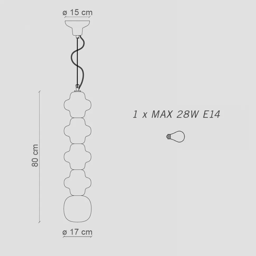 Lampada a Sospensione con 4 Elementi in Ceramica e Vetro Made in Italy - Copacabana