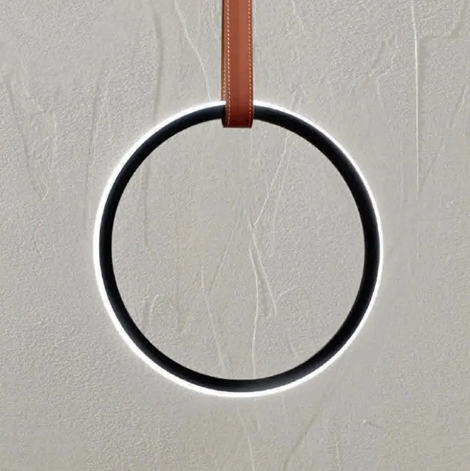 Lampada a Sospensione con Forme Geometriche e Dettaglio in Ecopelle - Cipresso