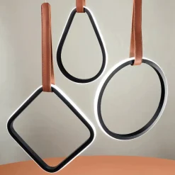 Lampada a Sospensione con Forme Geometriche e Dettaglio in Ecopelle - Cipresso