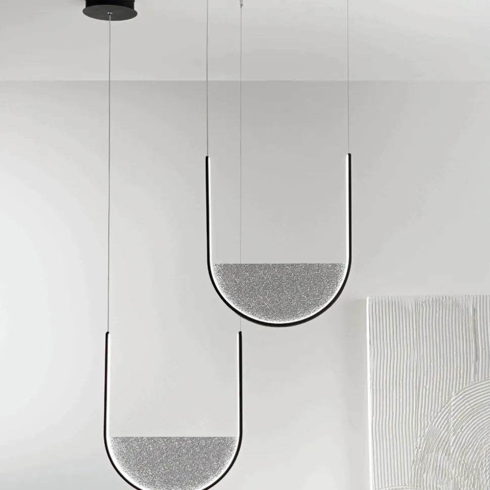 Lampada a Sospensione con Inserto Amovibile in Vetro Granigliato - Catalpa
