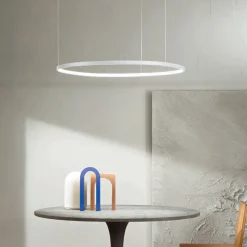 Lampada a Sospensione con Luce LED Rotonda Orizzontale in Metallo - Gelso