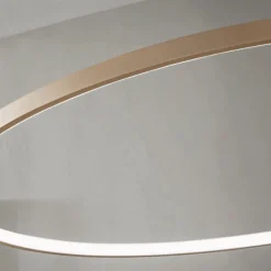 Lampada a Sospensione con Luce LED Rotonda Orizzontale in Metallo - Gelso