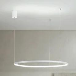 Lampada a Sospensione con Luce LED Rotonda Orizzontale in Metallo - Gelso