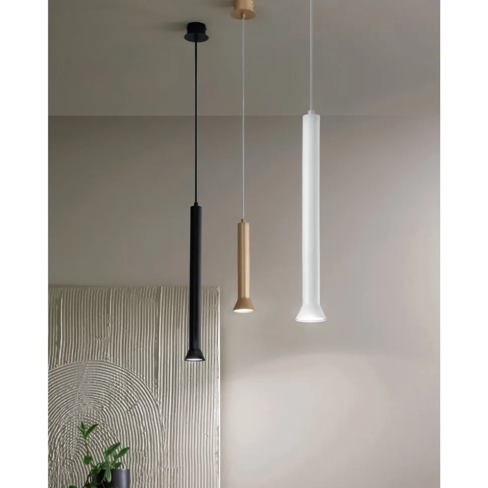 Lampada a Sospensione con Montatura Metallica e Cavi Regolabili - Betulla