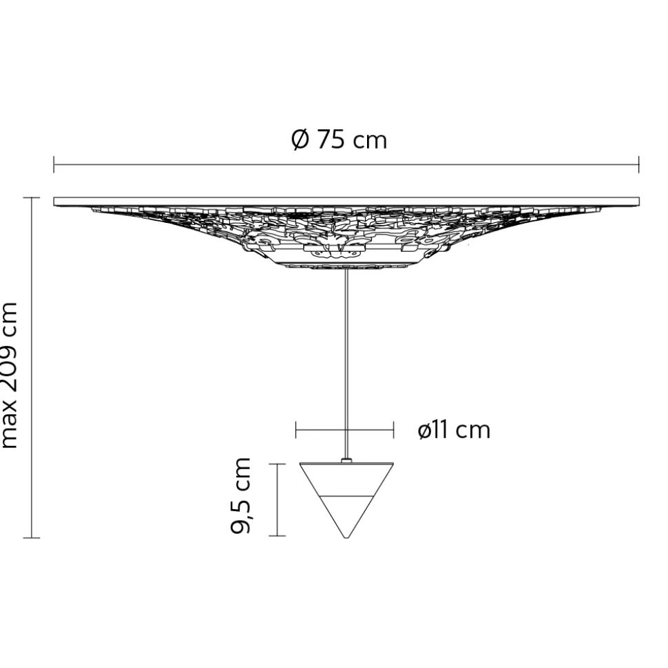 Lampada a Sospensione Design Gesso Bianco e Alluminio Nero 1 Cono - Tesera