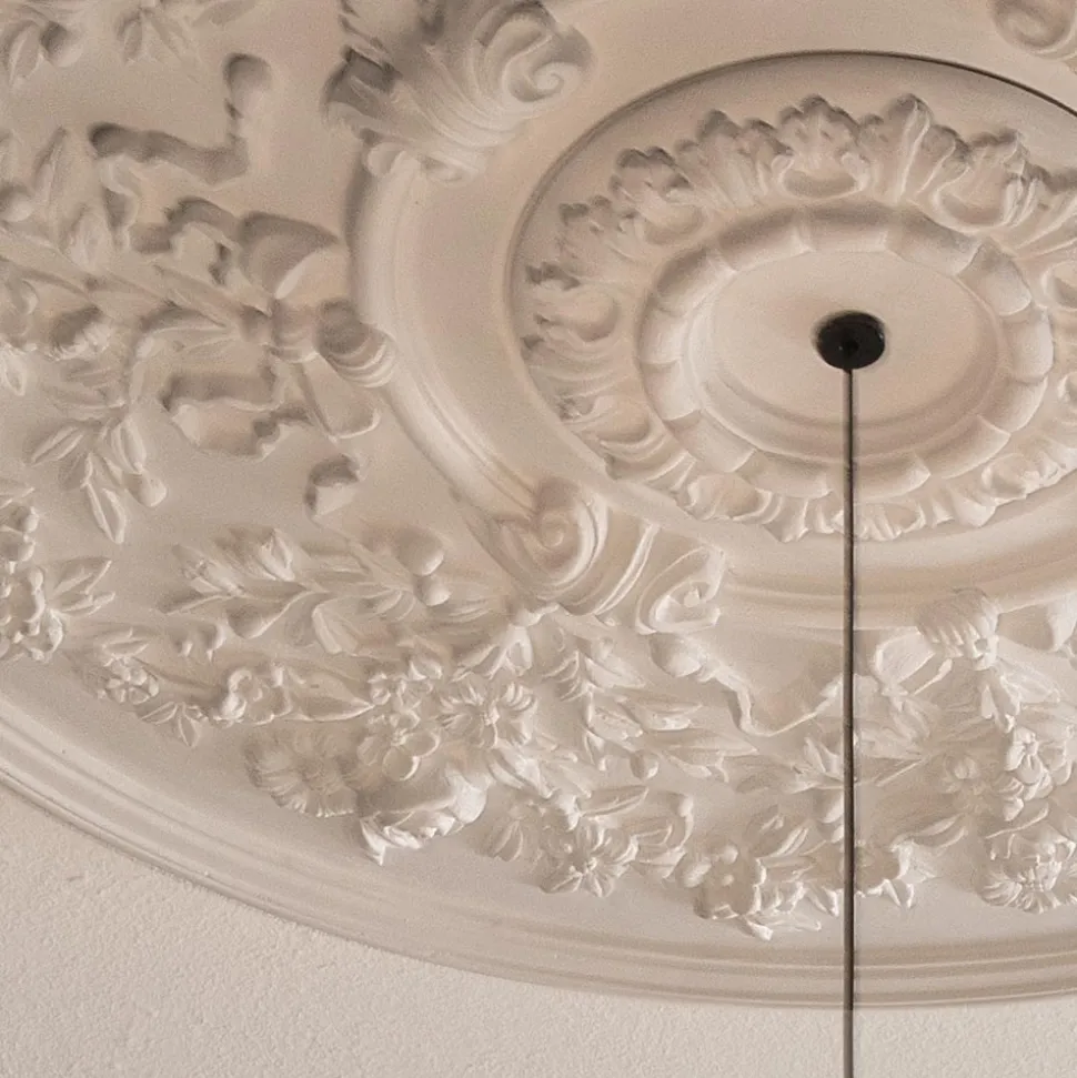 Lampada a Sospensione Design Gesso Bianco e Alluminio Nero 1 Cono - Tesera
