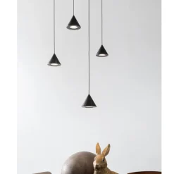 Lampada a Sospensione Design 5 o 7 Luci Filo in Alluminio Nero - Mercado