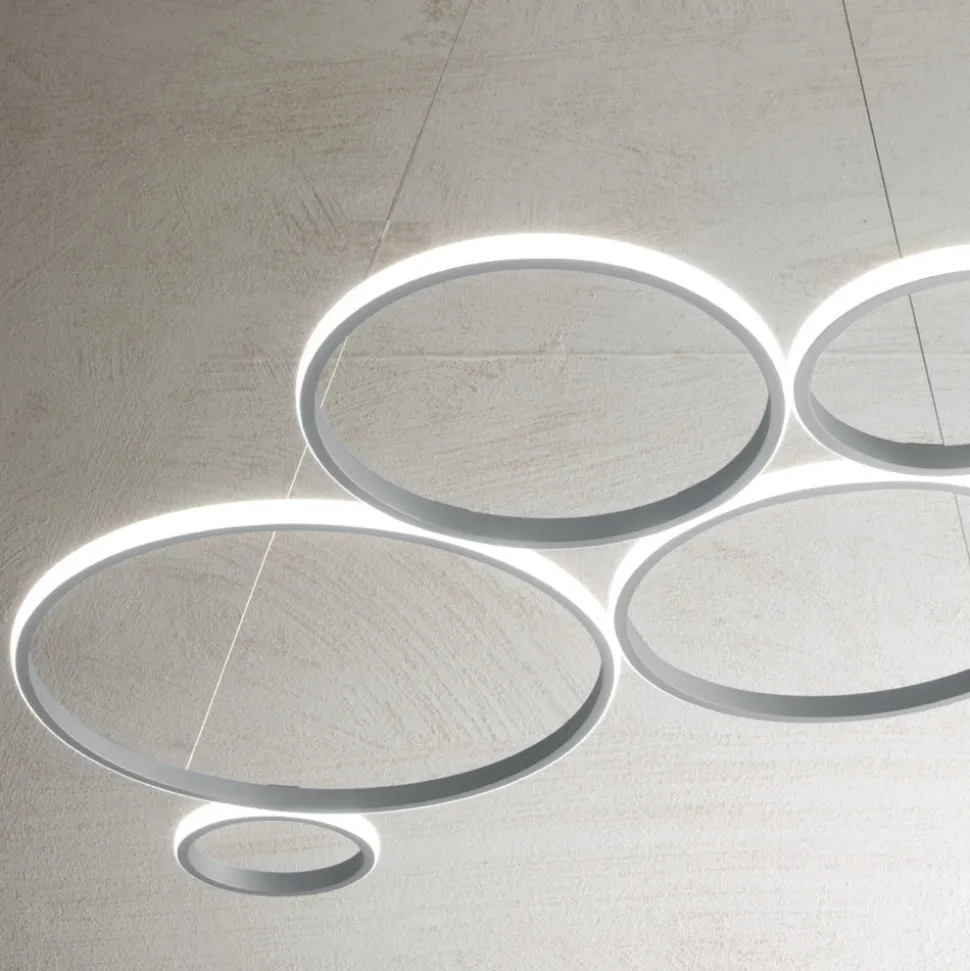 Lampada a Sospensione Design per Soggiorno in Metallo Argento o Oro - Olimpo