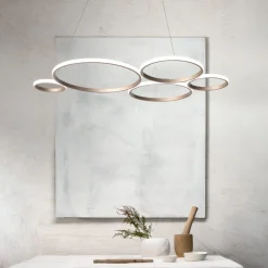 Lampada a Sospensione Design per Soggiorno in Metallo Argento o Oro - Olimpo