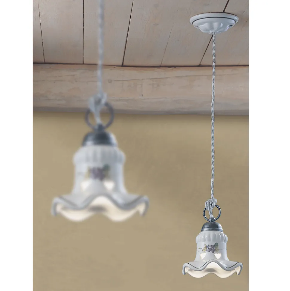 Lampada a Sospensione Ferro e Ceramica Dipinta a Mano Artigianale - Chieti