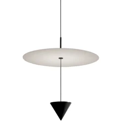 Lampada a Sospensione in Alluminio con Piatto Bianco e Cono Nero - Padel