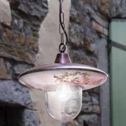 Lampada a Sospensione in Alluminio Nero Rame con Decoro a Mano - Latina
