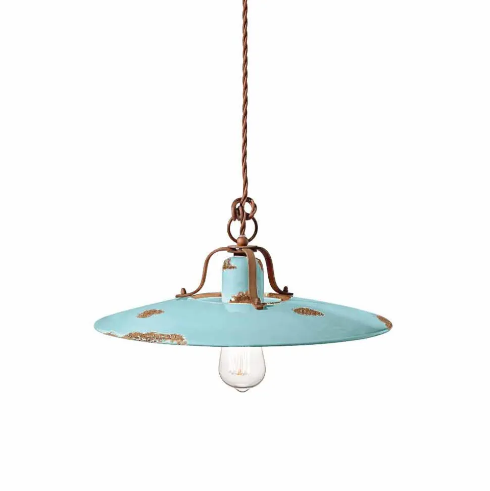 Lampada a sospensione in ceramica e metallo country Emily Ferroluce