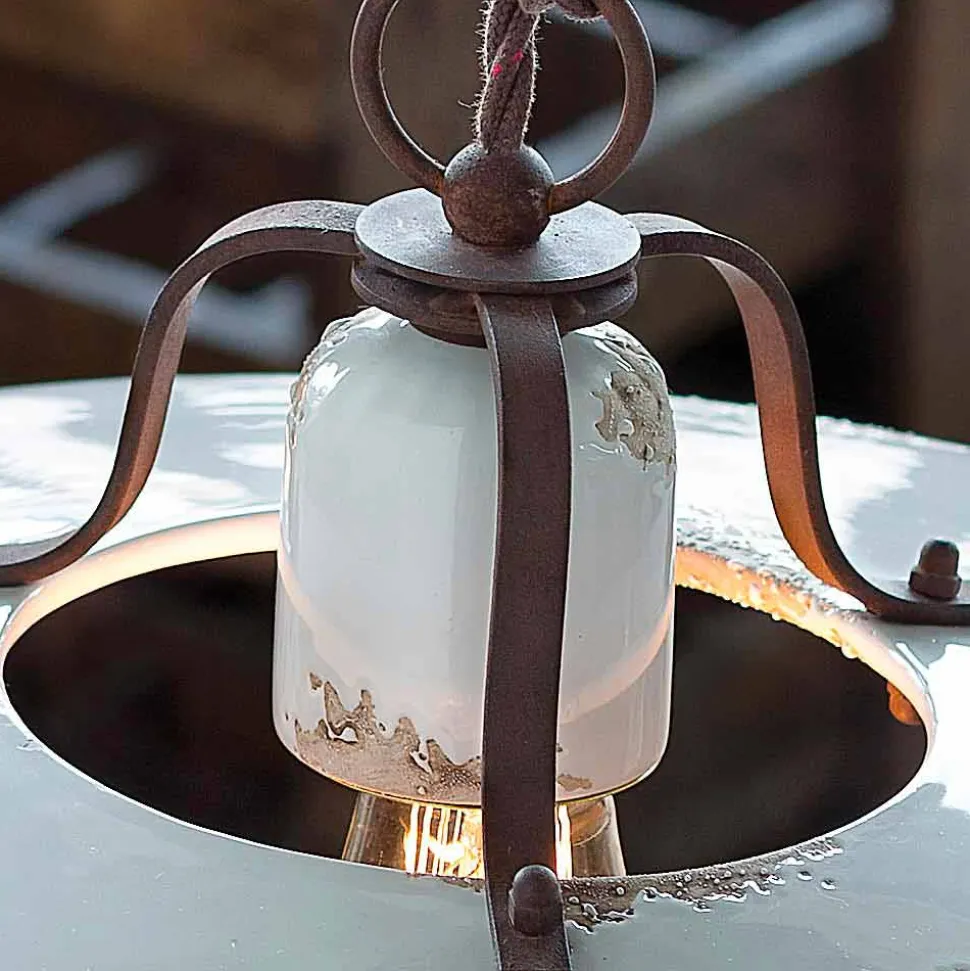 Lampada a sospensione in ceramica e metallo country Emily Ferroluce