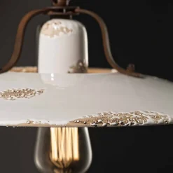 Lampada a sospensione in ceramica e metallo country Emily Ferroluce