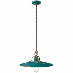 Lampada a sospensione in ceramica e metallo country Emily Ferroluce