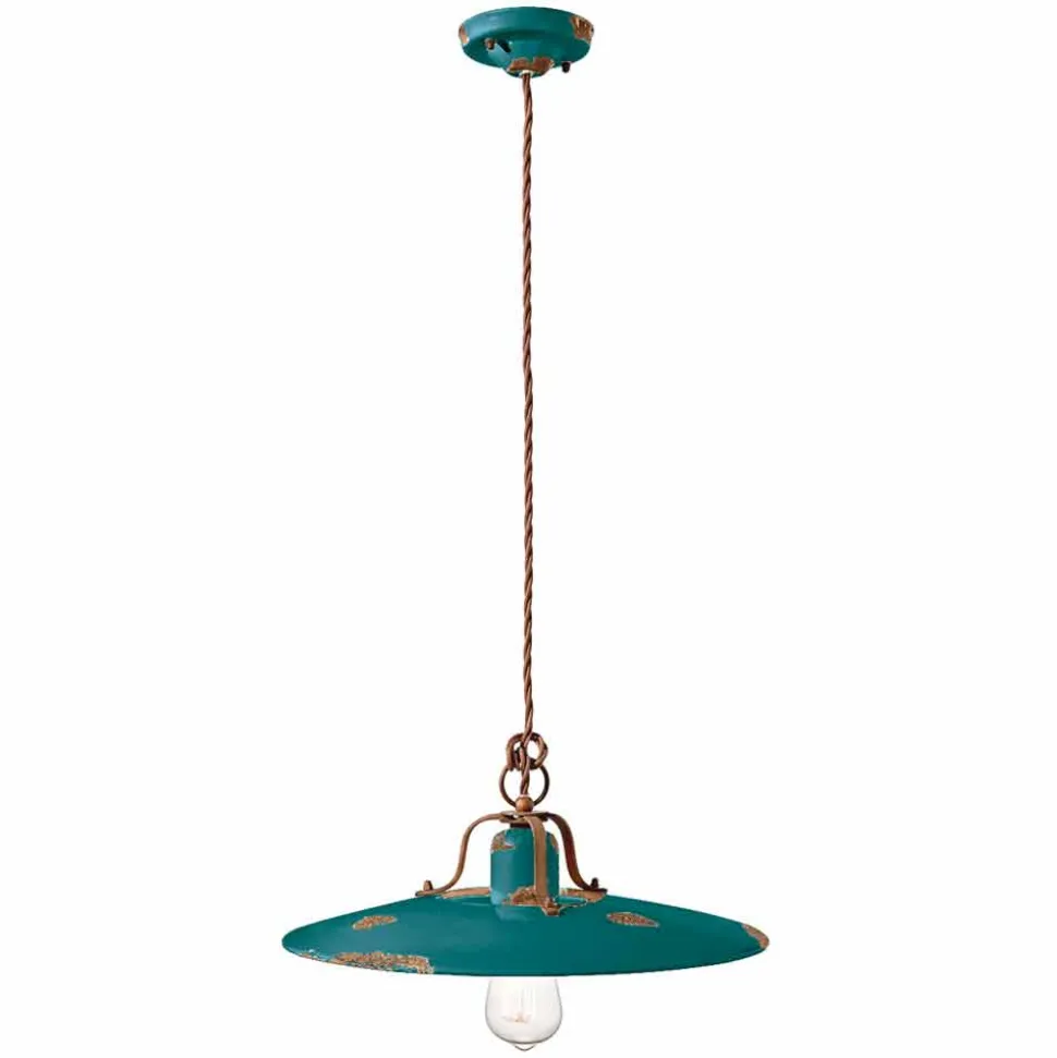 Lampada a sospensione in ceramica e metallo country Emily Ferroluce