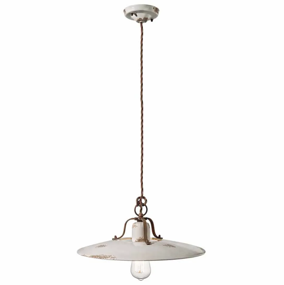 Lampada a sospensione in ceramica e metallo country Emily Ferroluce