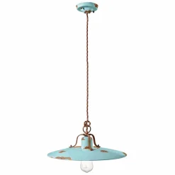 Lampada a sospensione in ceramica e metallo country Emily Ferroluce
